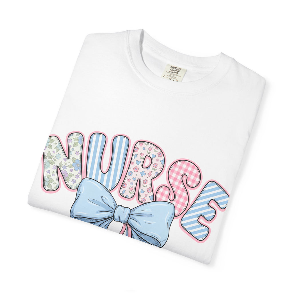 Nurse Bow Stethoscope T-Shirt Pastel Floral Nursing