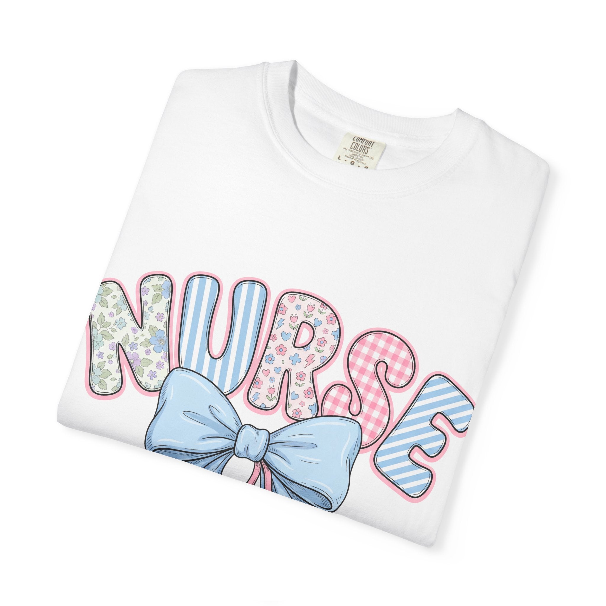 Nurse Bow Stethoscope T-Shirt Pastel Floral Nursing