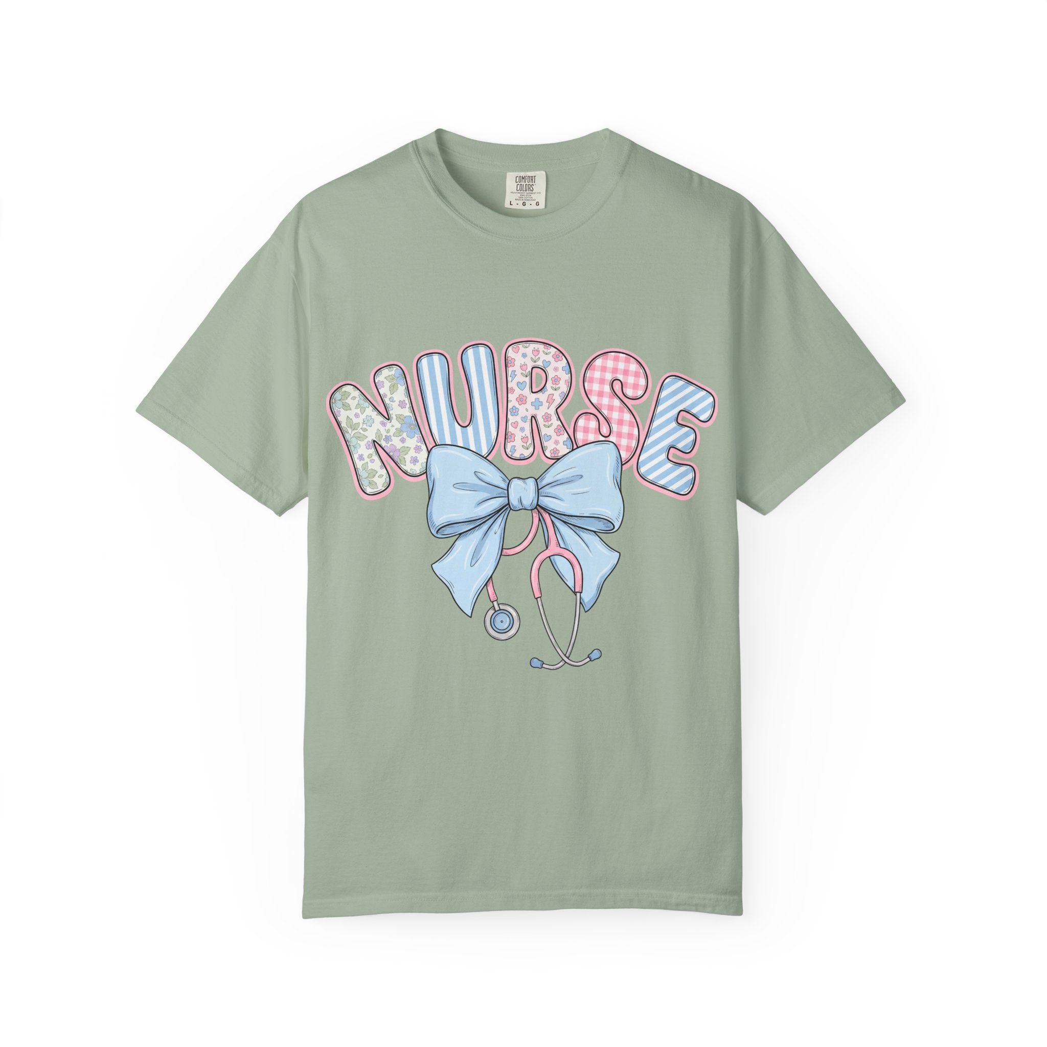 Nurse Bow Stethoscope T-Shirt Pastel Floral Nursing