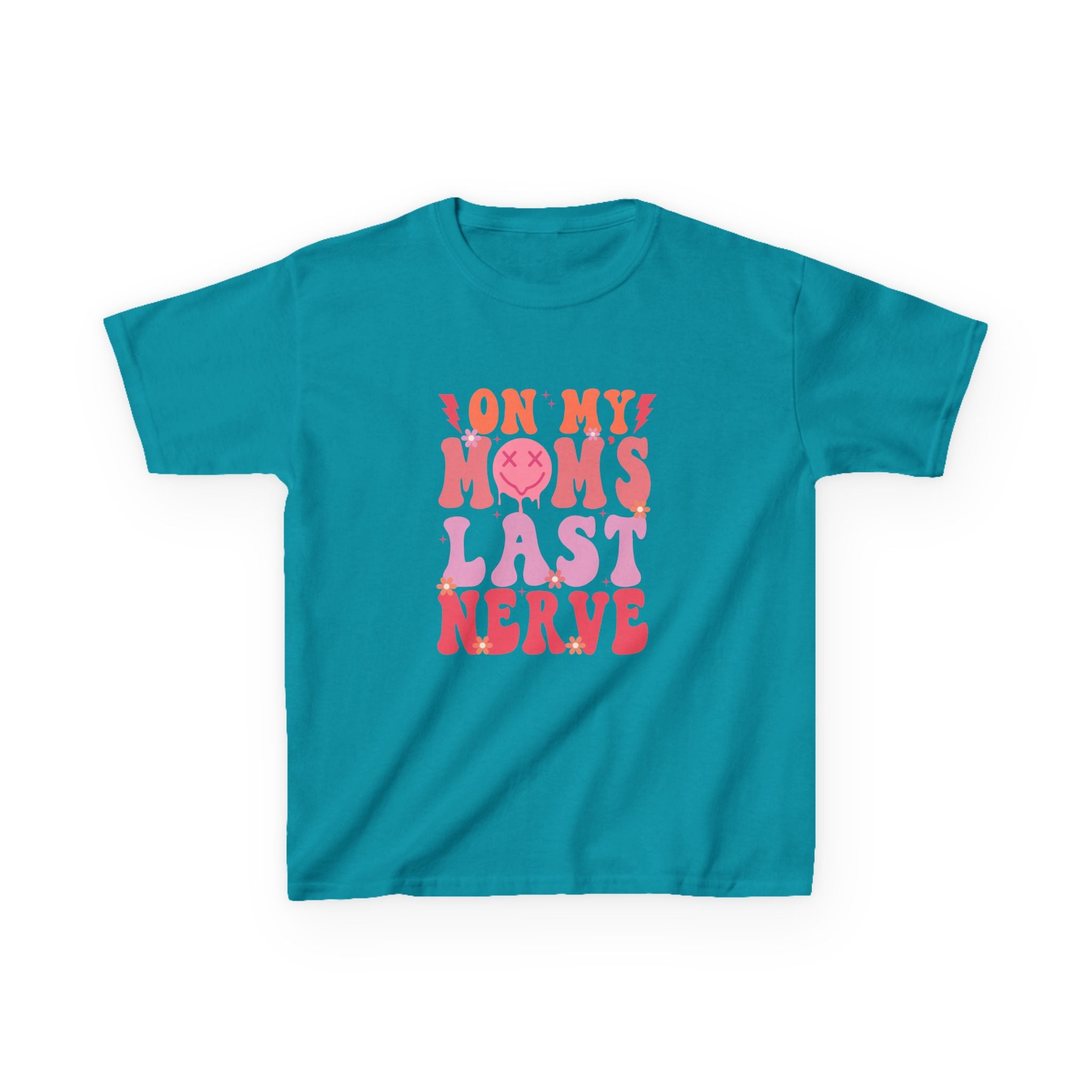 Kids Tee — "On My Mom's Last Nerve" Retro Pink Graphic
