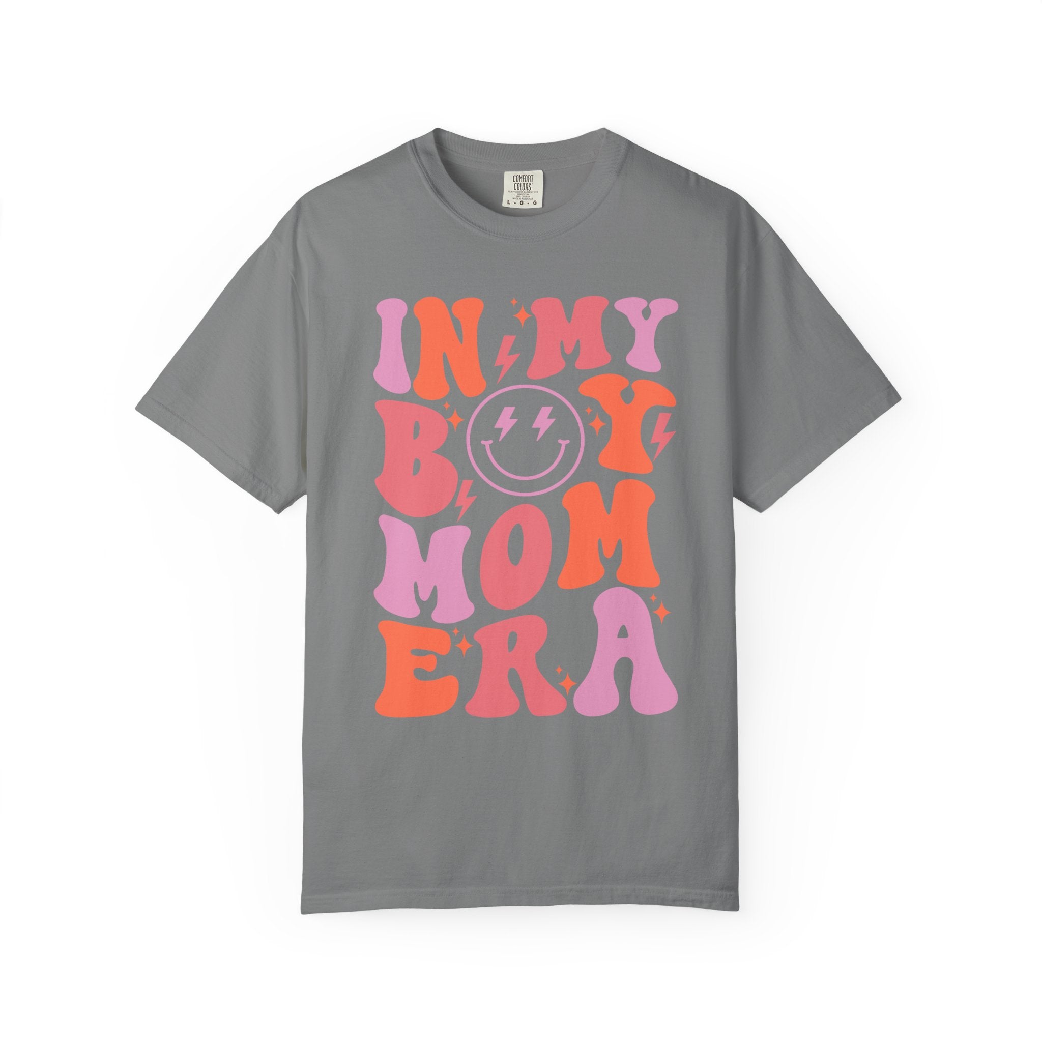 Mom Era Retro Graphic T-Shirt — "In My Boy Mom Era" Smiley Tee