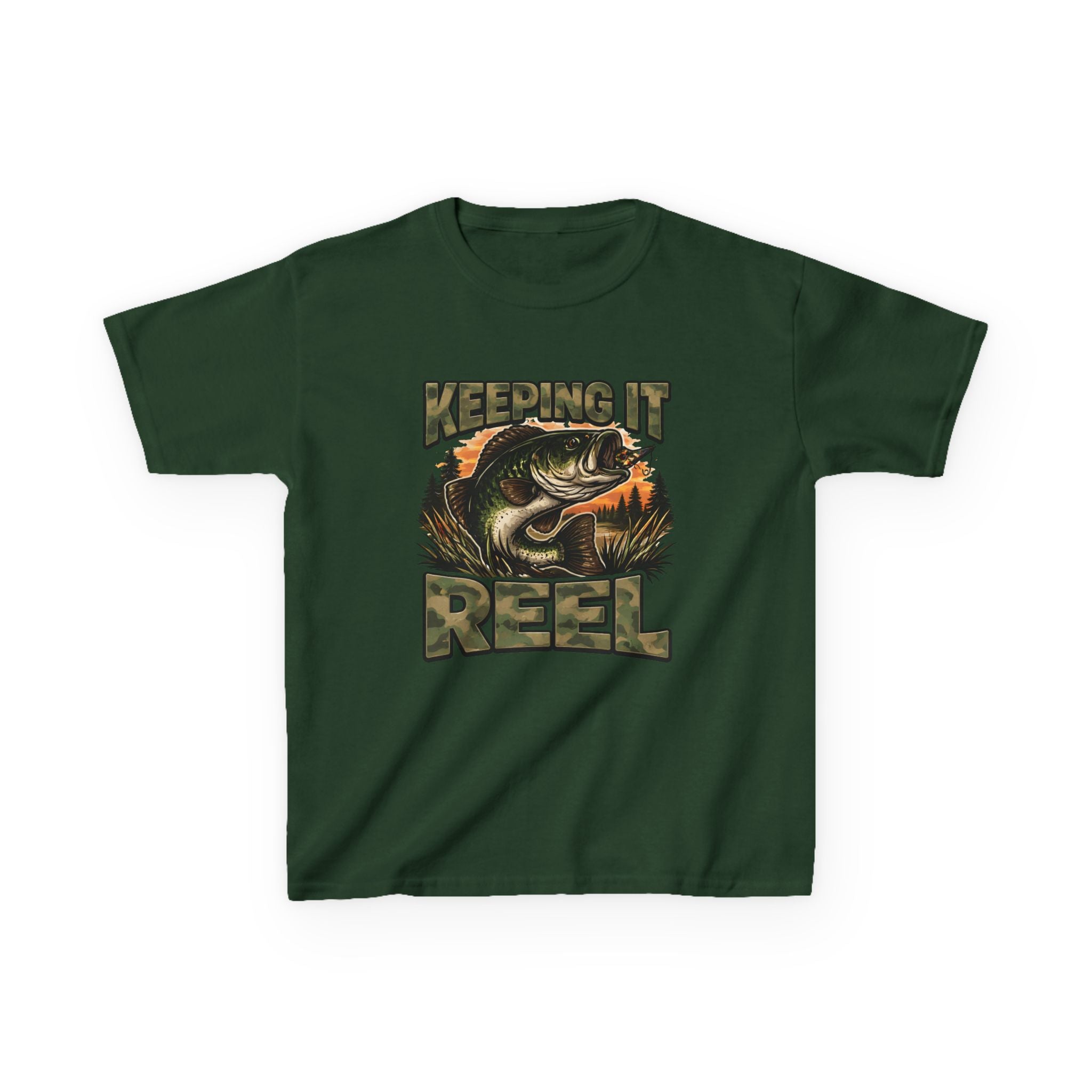 Kids Fishing T-Shirt — "Keeping It Reel" Bass Graphic Tee