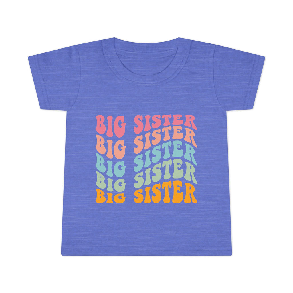 Big Sister Toddler T-Shirt Retro Rainbow Stacked Text