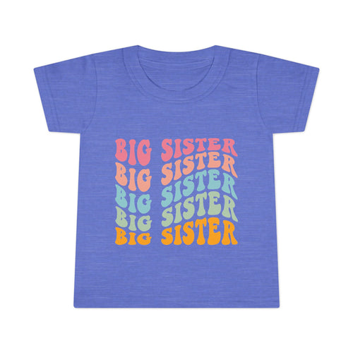 Big Sister Toddler T-Shirt Retro Rainbow Stacked Text