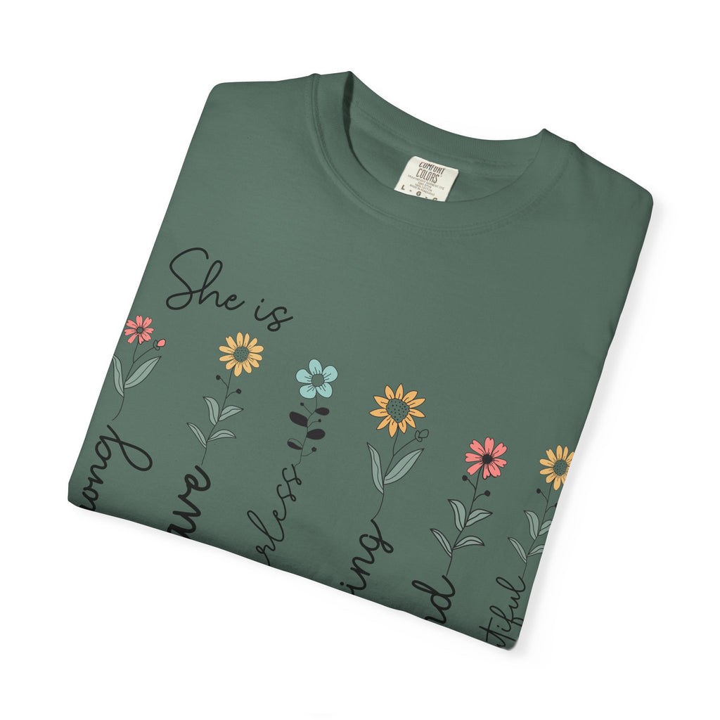 She Is Mom Floral T-Shirt — Brave, Kind, Beautiful Mother's Day Tee