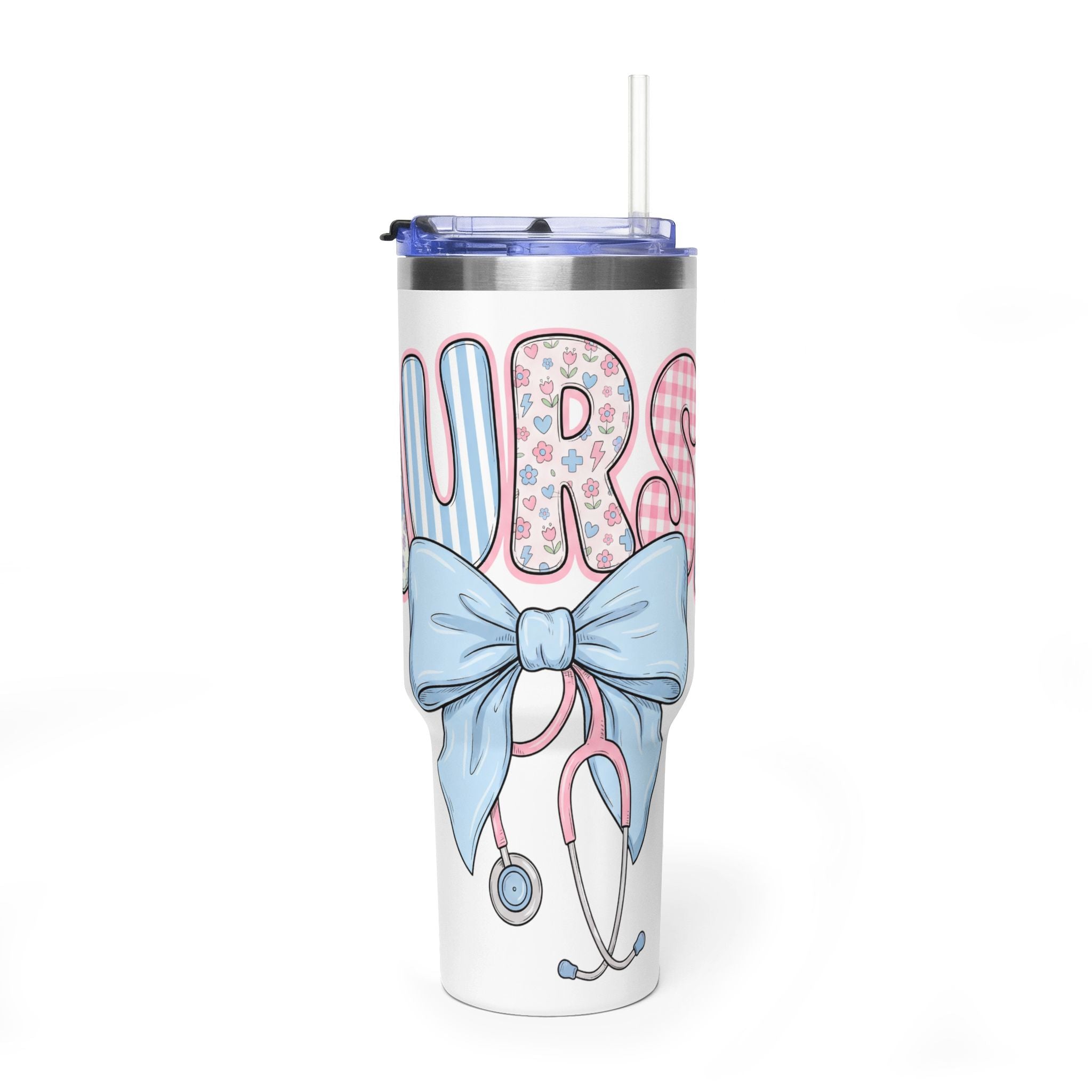 Nurse Bow 40oz Vacuum Tumbler  Insulated Nurse Travel Mug