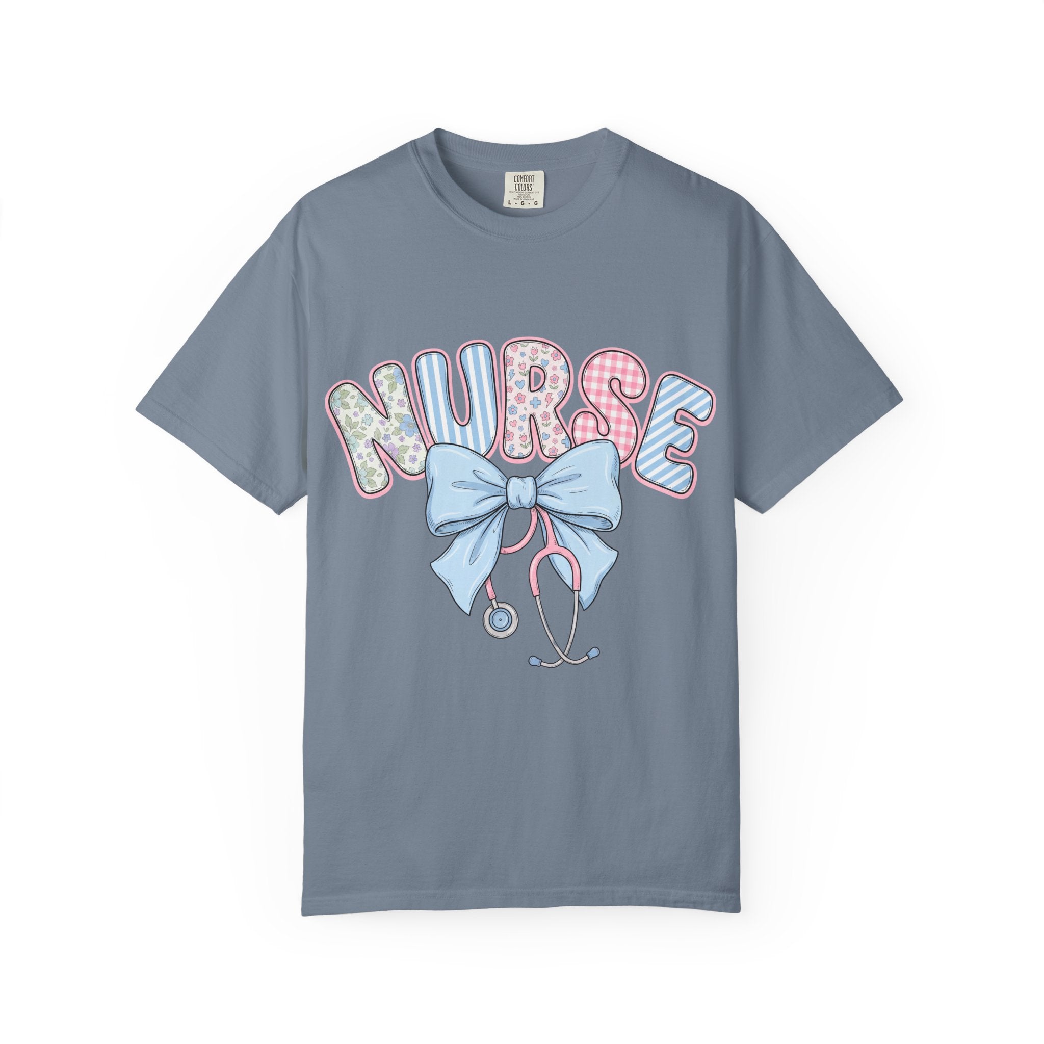 Nurse Bow Stethoscope T-Shirt Pastel Floral Nursing