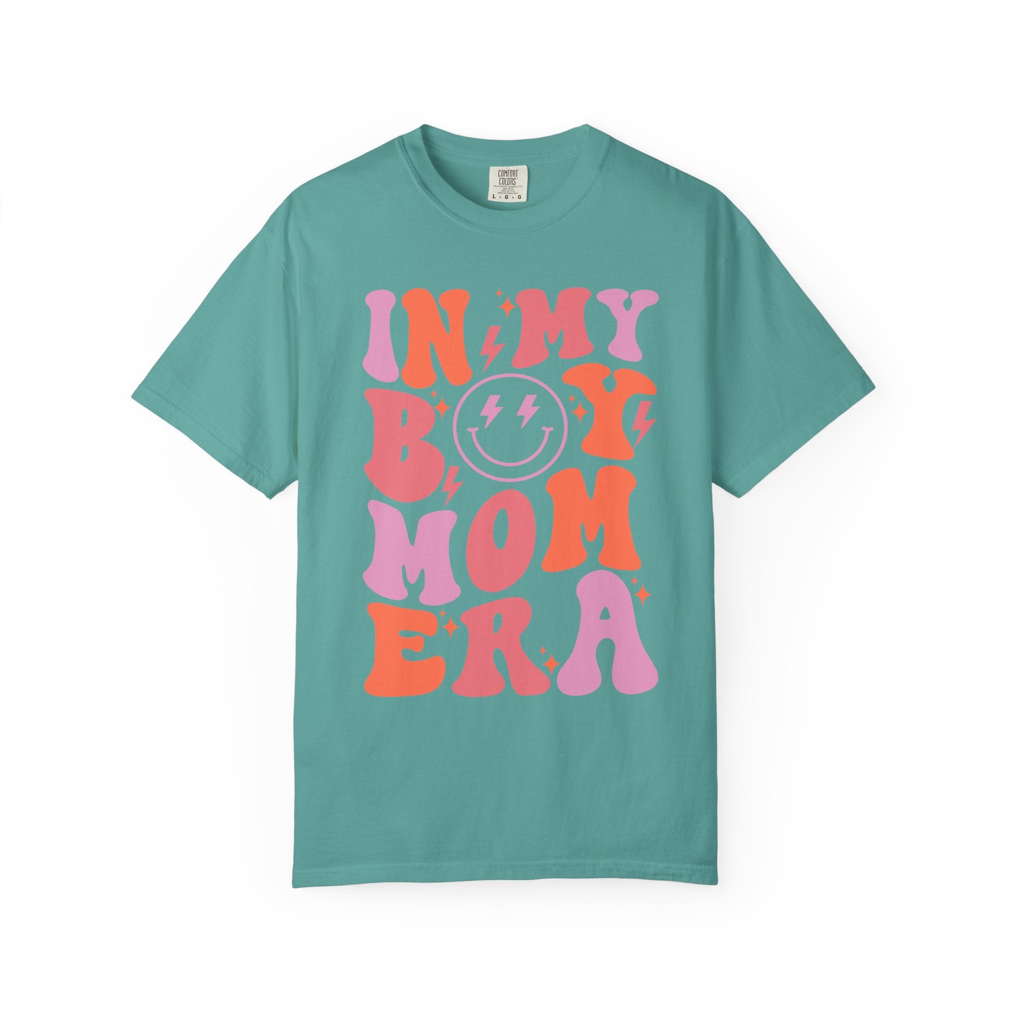 Mom Era Retro Graphic T-Shirt — "In My Boy Mom Era" Smiley Tee