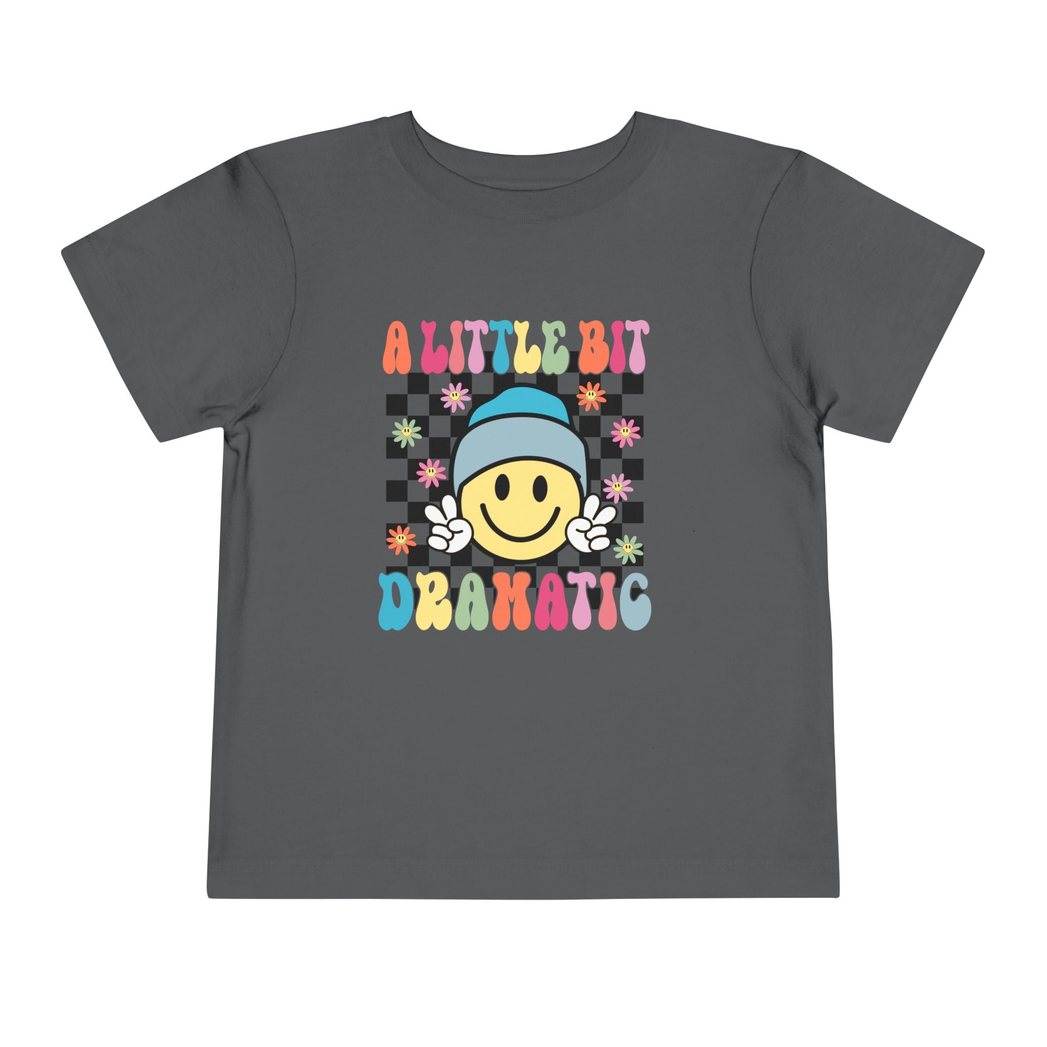 Toddler Tee — "A Little Bit Dramatic" Smiley Checkerboard Graphic
