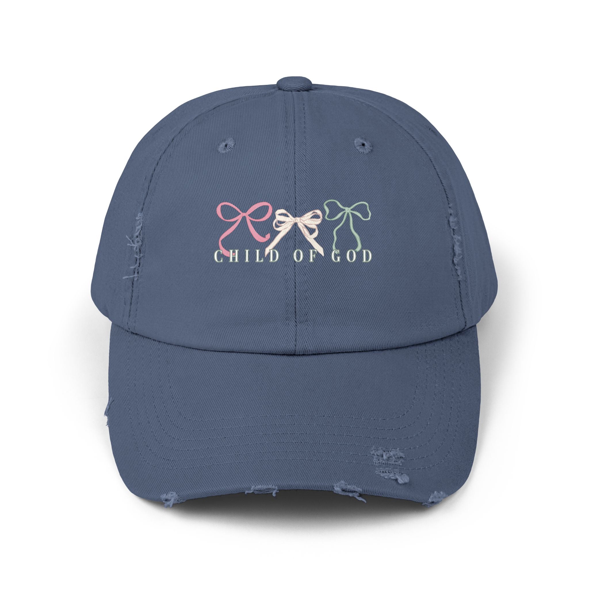 Distressed Cap — Child of God Bows Embroidered Hat
