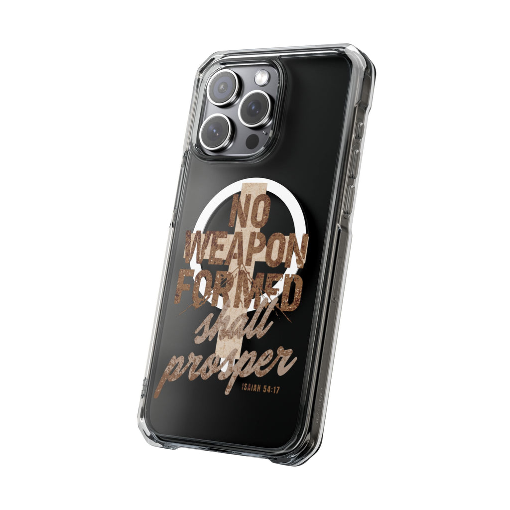 Magnetic Clear Phone Case "No Weapon Formed Shall Prosper"