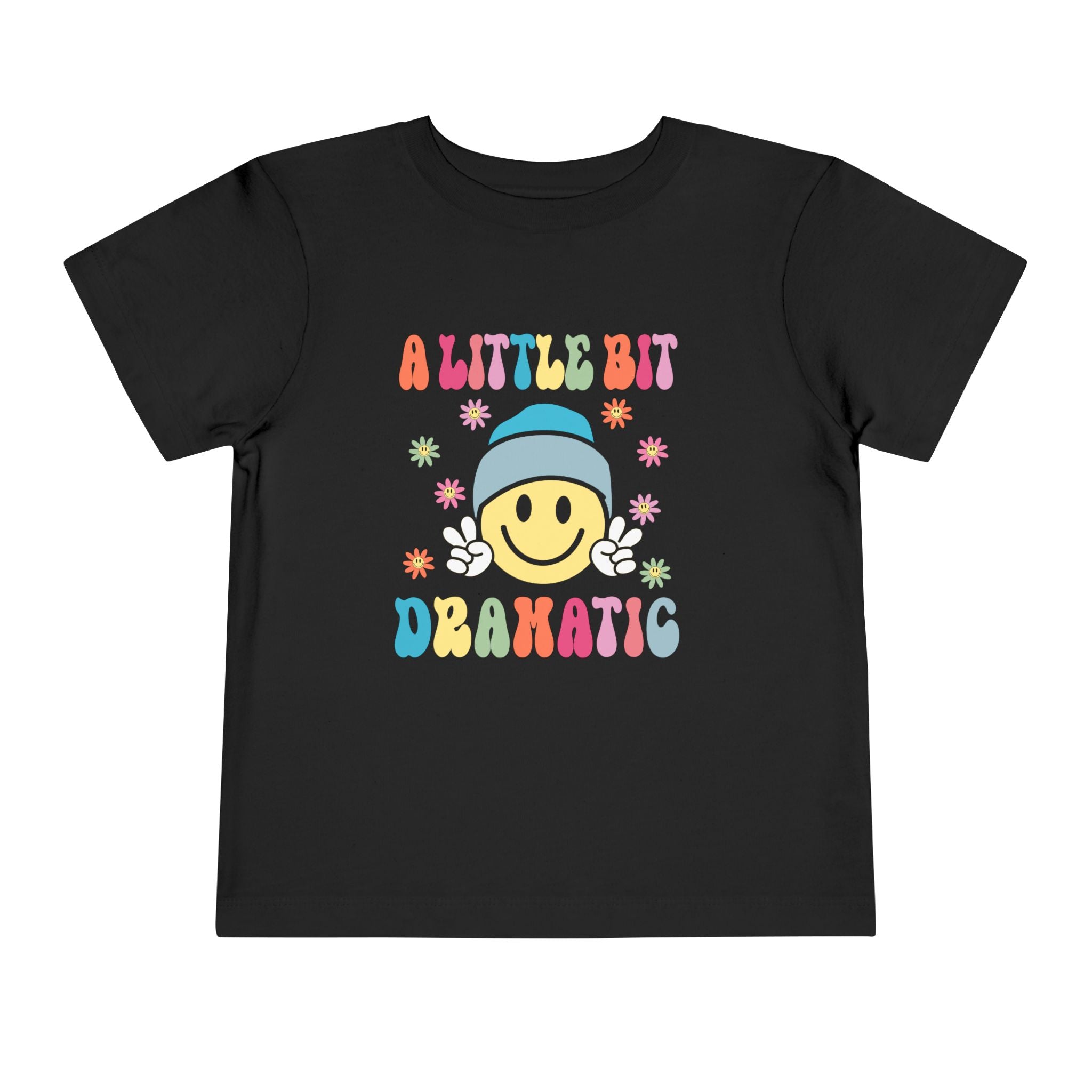 Toddler Tee — "A Little Bit Dramatic" Smiley Checkerboard Graphic