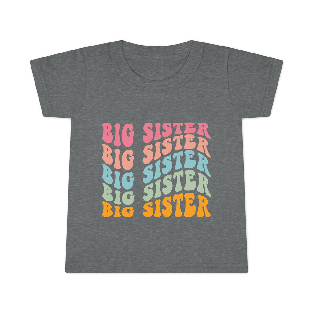 Big Sister Toddler T-Shirt Retro Rainbow Stacked Text