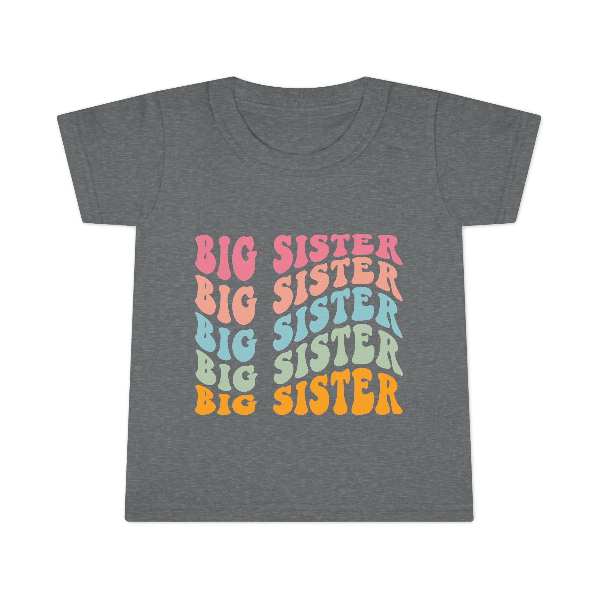 Big Sister Toddler T-Shirt Retro Rainbow Stacked Text