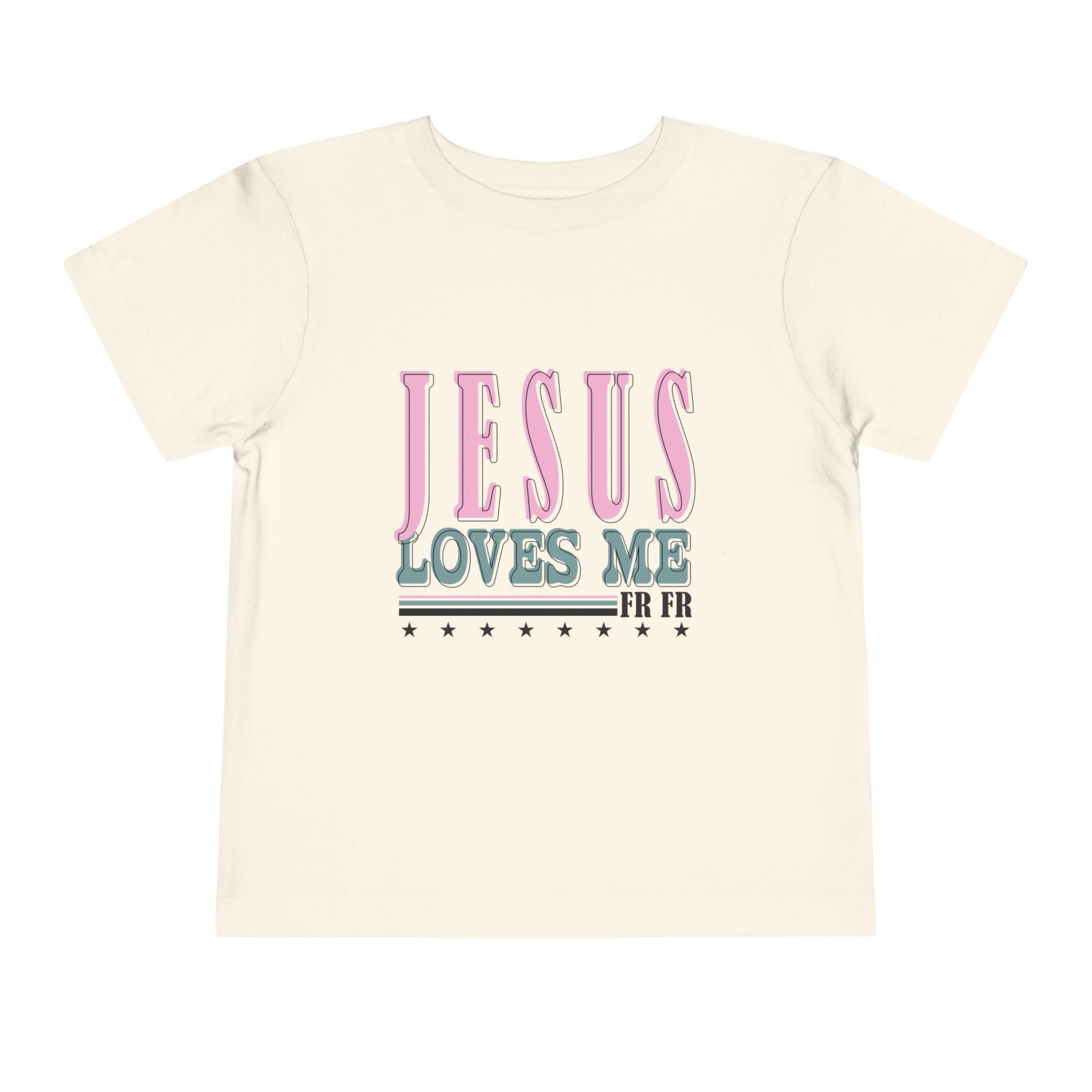 Toddler Tee — "Jesus Loves Me" Pastel Faith Graphic