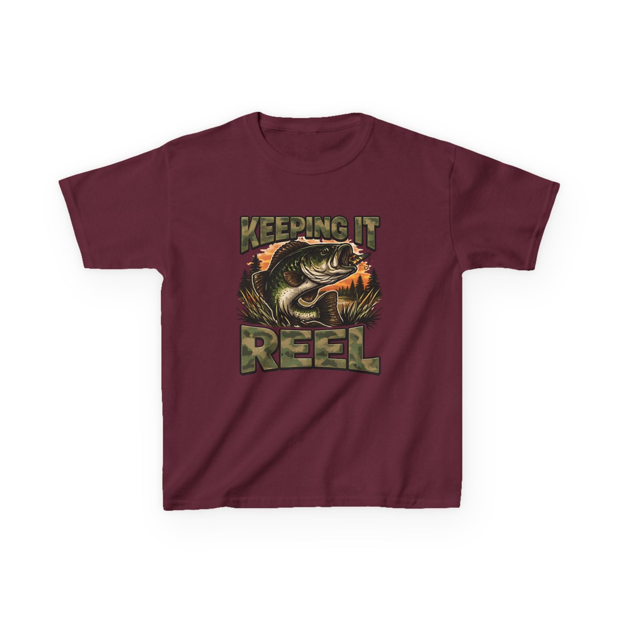 Kids Fishing T-Shirt — "Keeping It Reel" Bass Graphic Tee