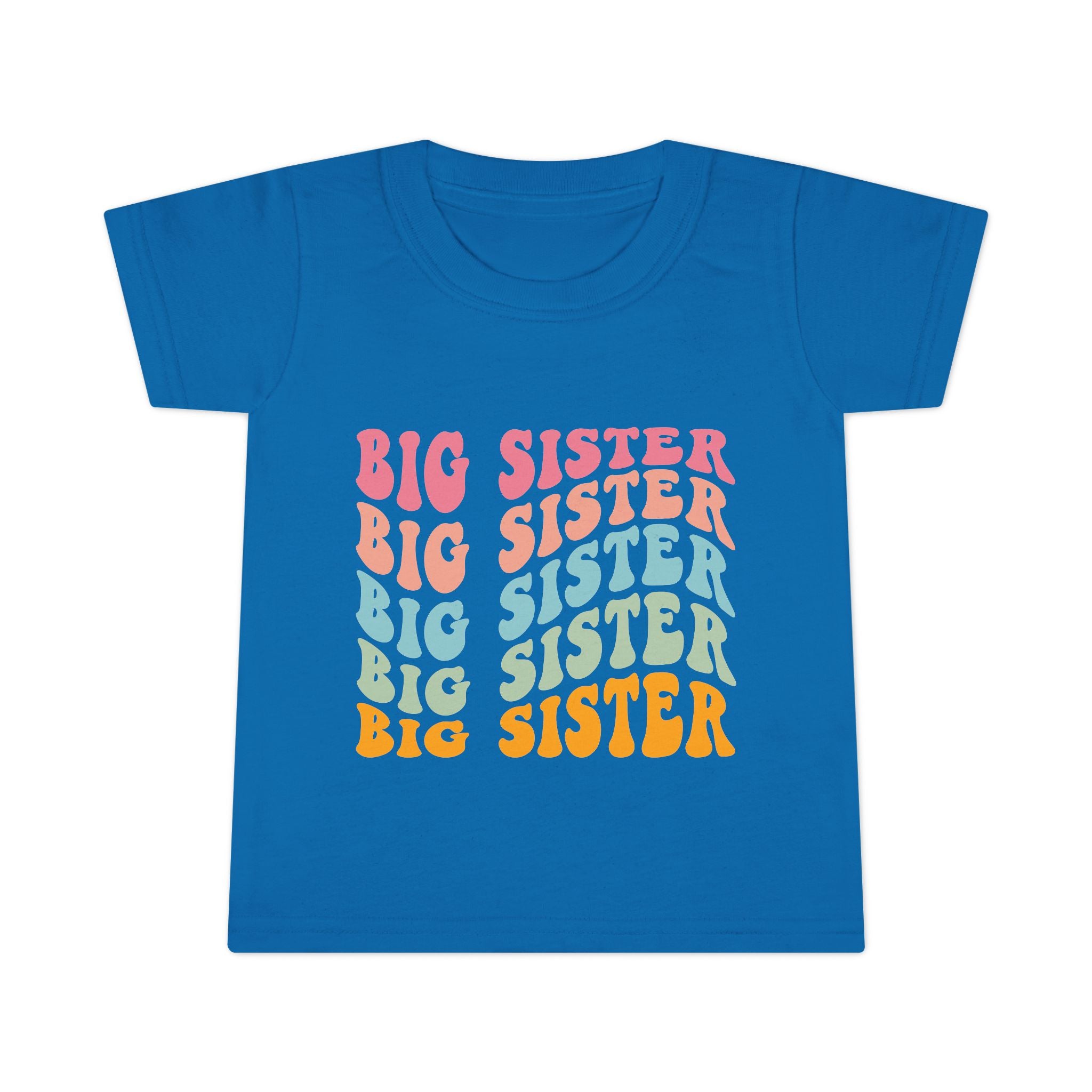 Big Sister Toddler T-Shirt Retro Rainbow Stacked Text