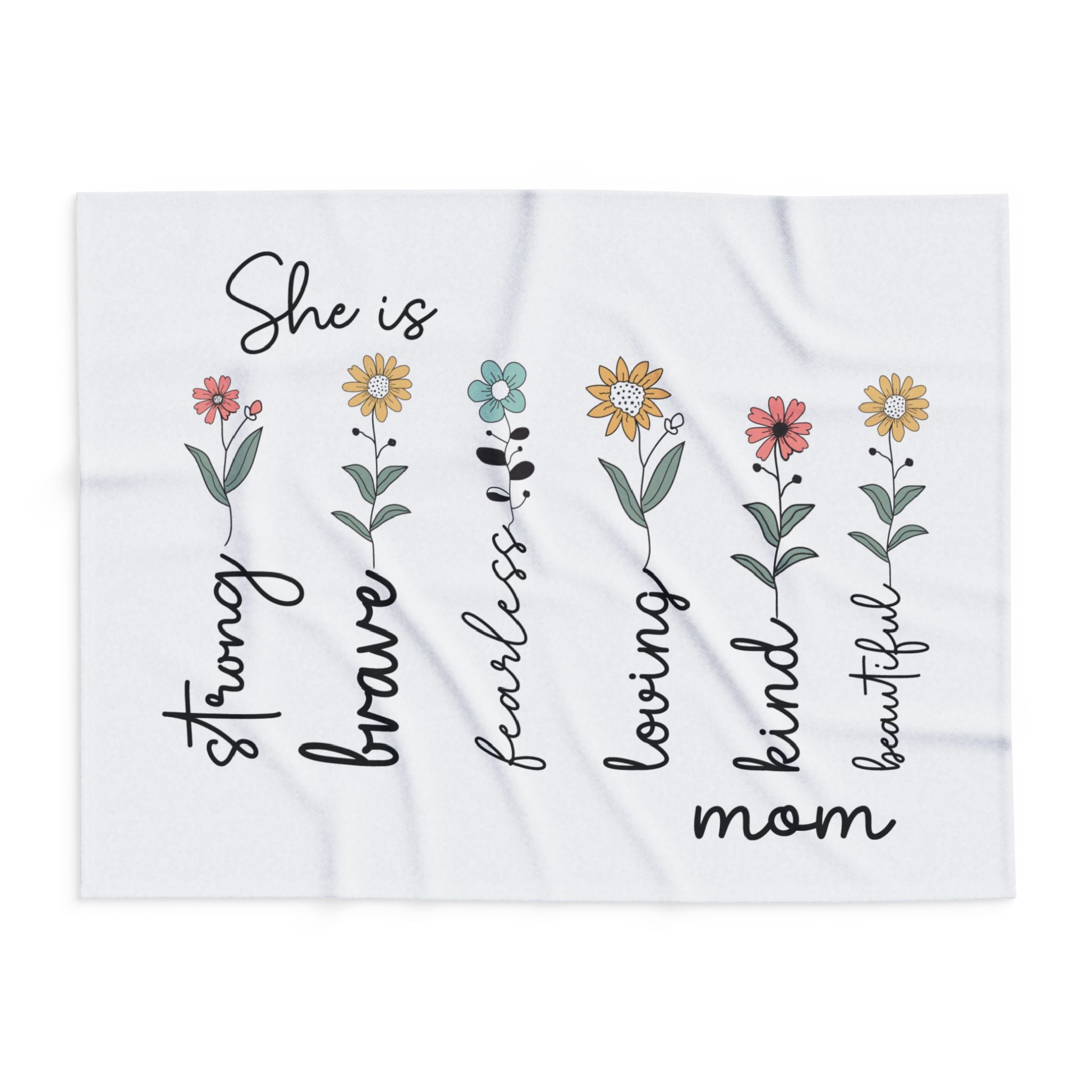 Arctic Fleece Blanket — "She is"  (Strong, Brave, Loving, Kind)