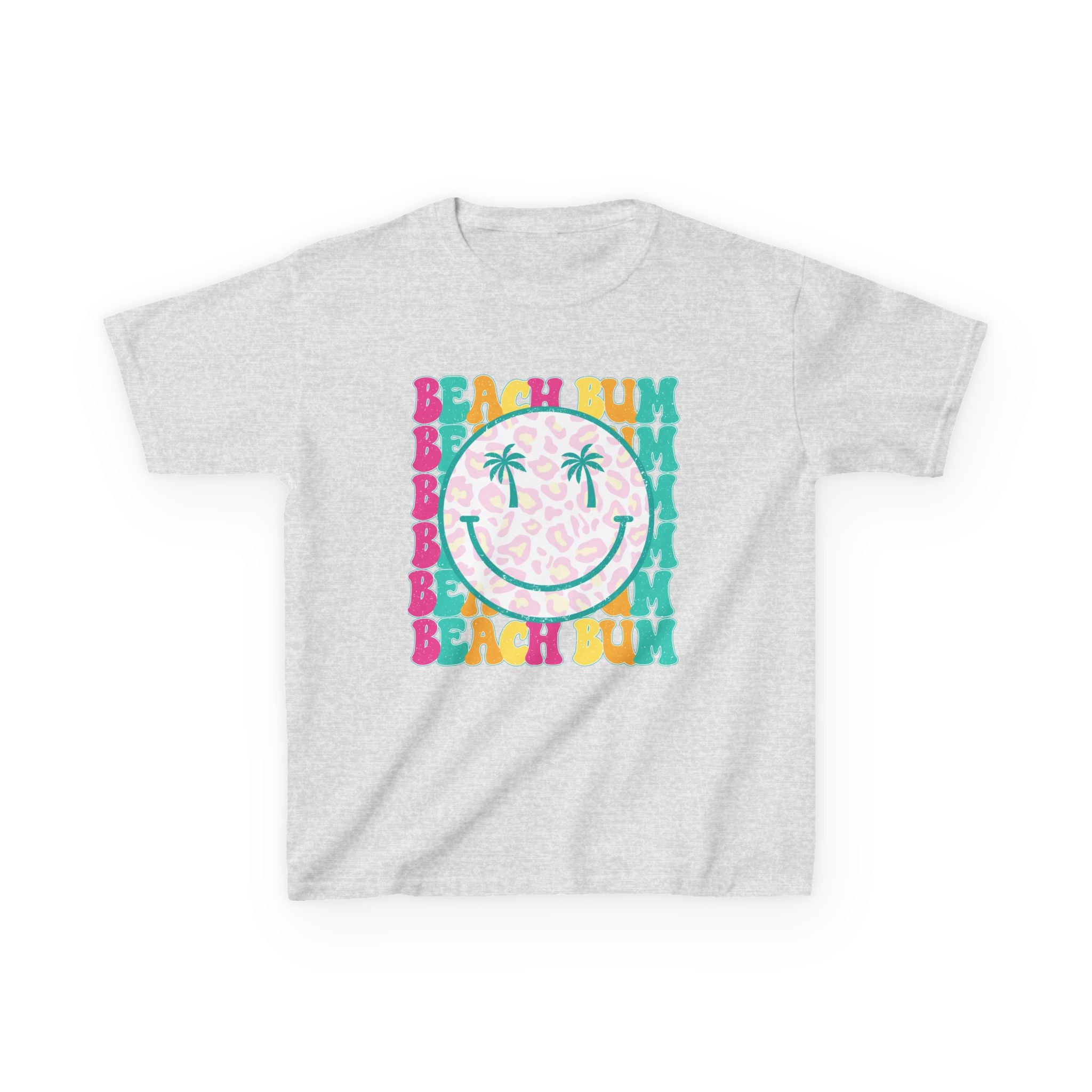 Kids Tee - "Beach Bum" Smiley Palm Graphic Tropical Summer Shirt
