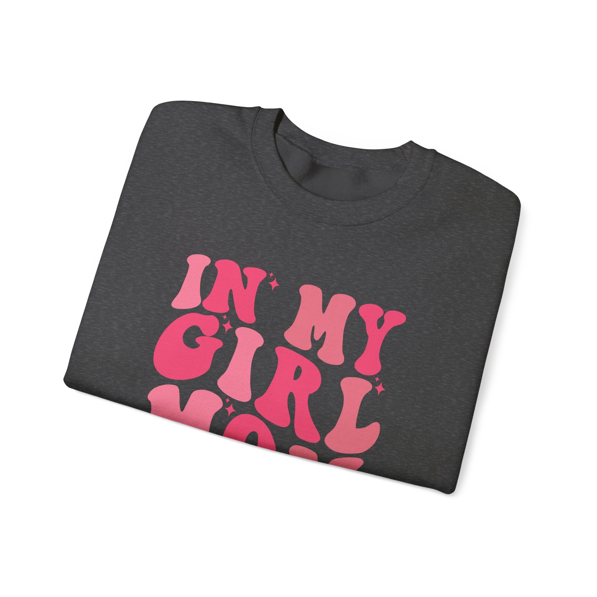 Crewneck Sweatshirt — "In My Girl Mom Era" Retro Pink Graphic