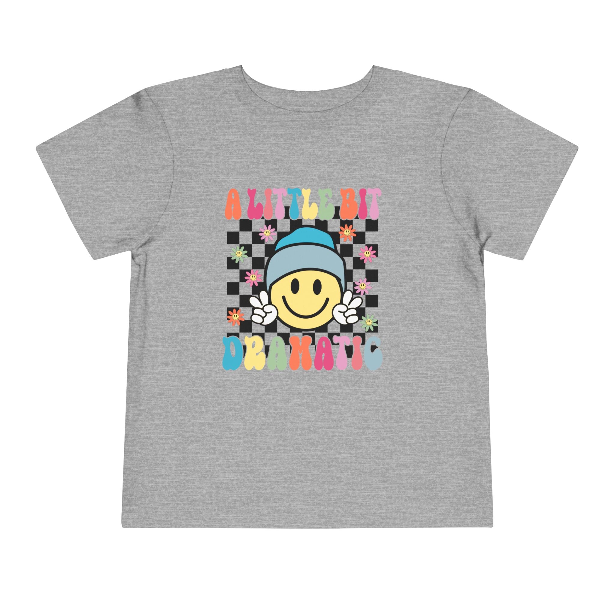 Toddler Tee — "A Little Bit Dramatic" Smiley Checkerboard Graphic
