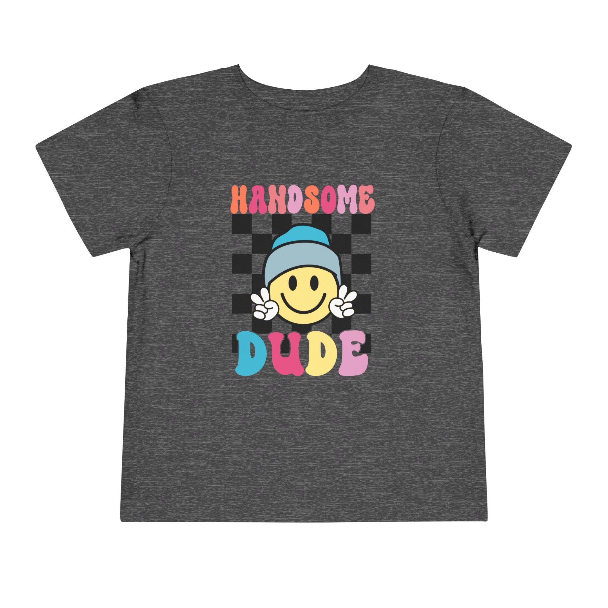 Handsome Dude Toddler Tee — Retro Smile Face Graphic Shirt